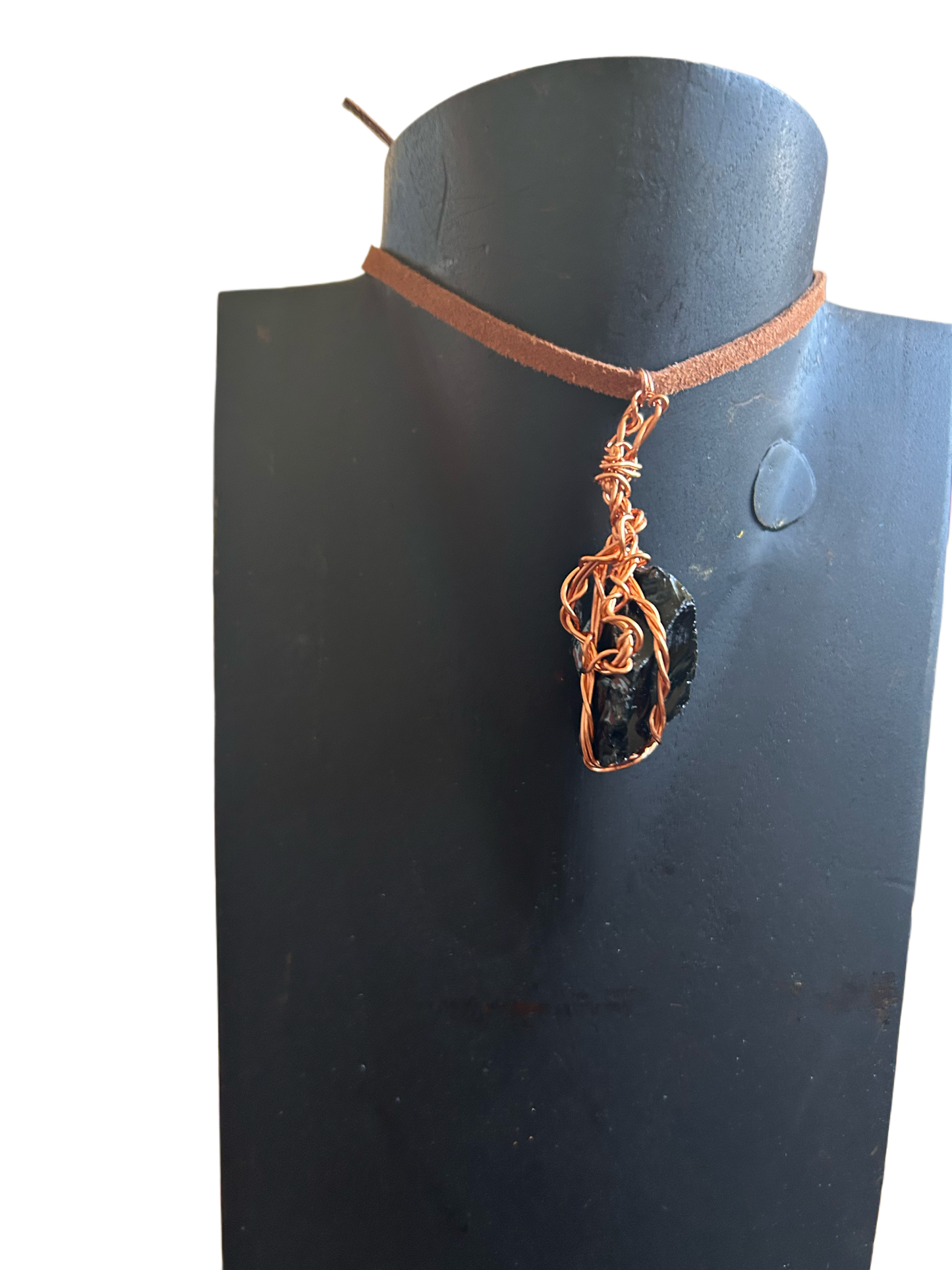 Black Obsidian Copper Wired Necklace