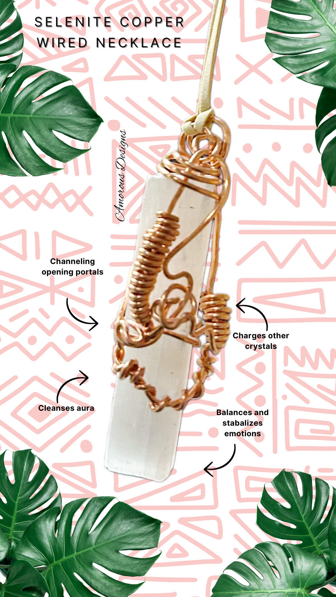 Selenite Copper Wired Necklace