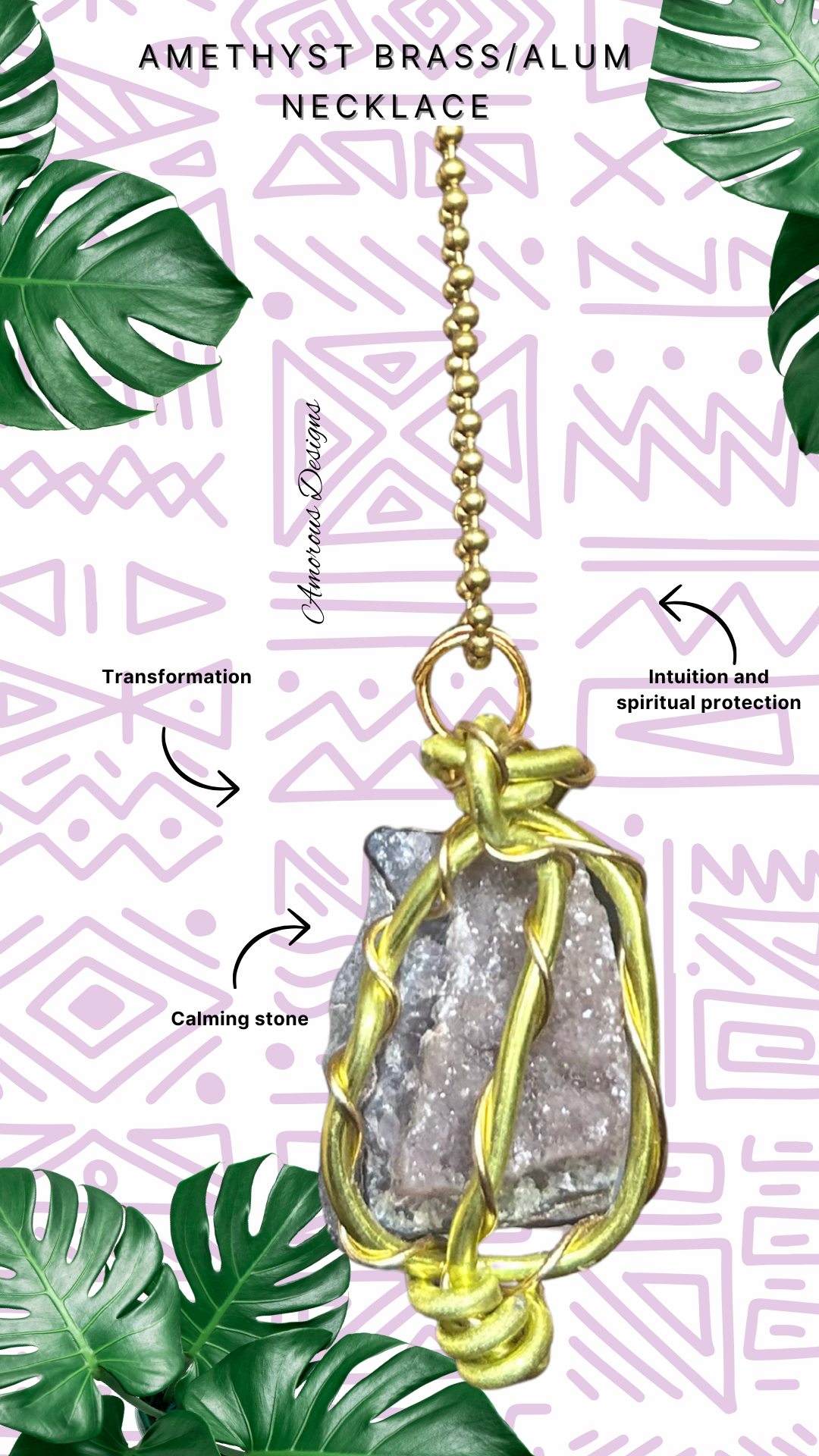 Amethyst Brass/Alum Wired Necklace 01