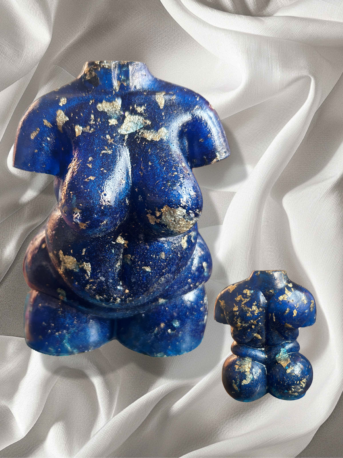 Plus Sized Resin Body Sculpture Juicy Goddess Blue Foil