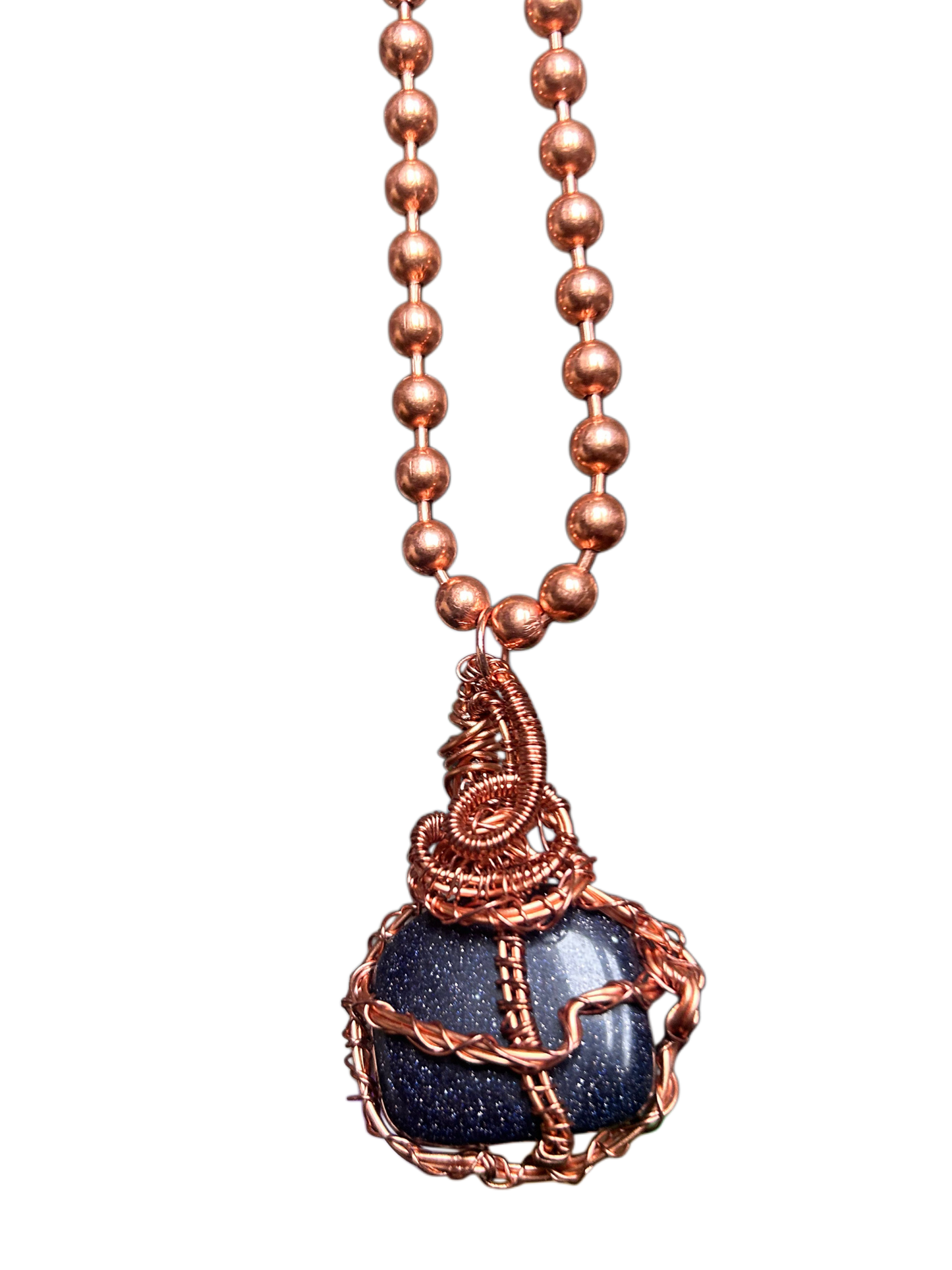 Blue Goldstone Copper Wired Necklace