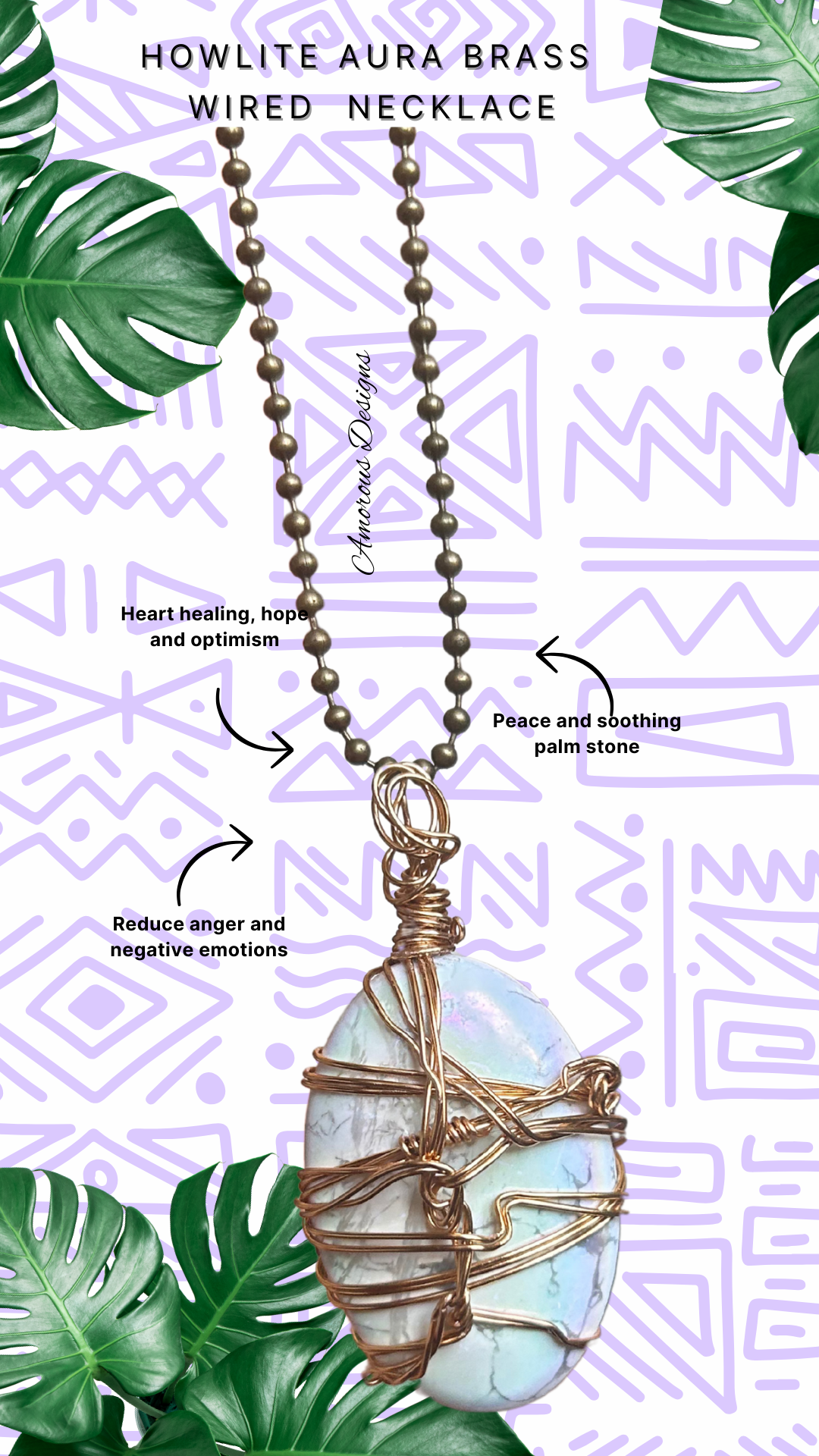 Howlite Aura Brass Wired Necklace