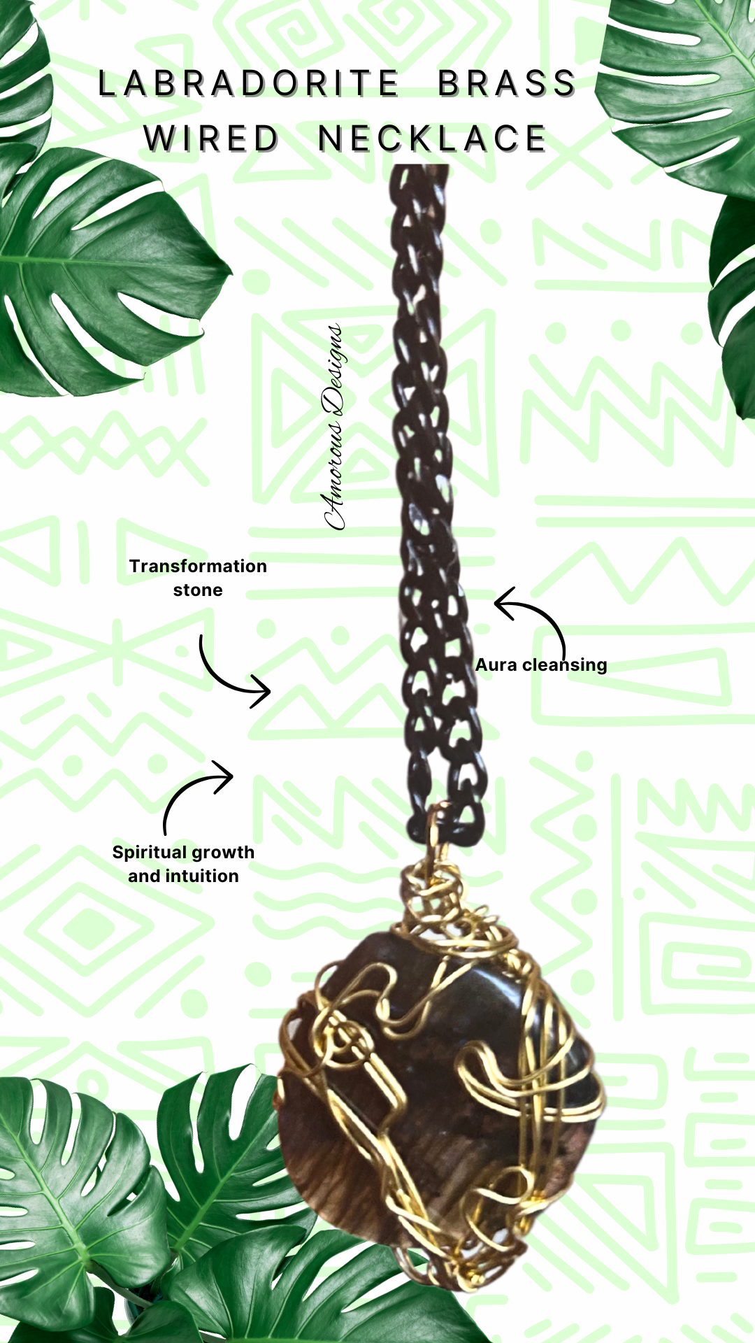 Labradorite Brass Wired Necklace