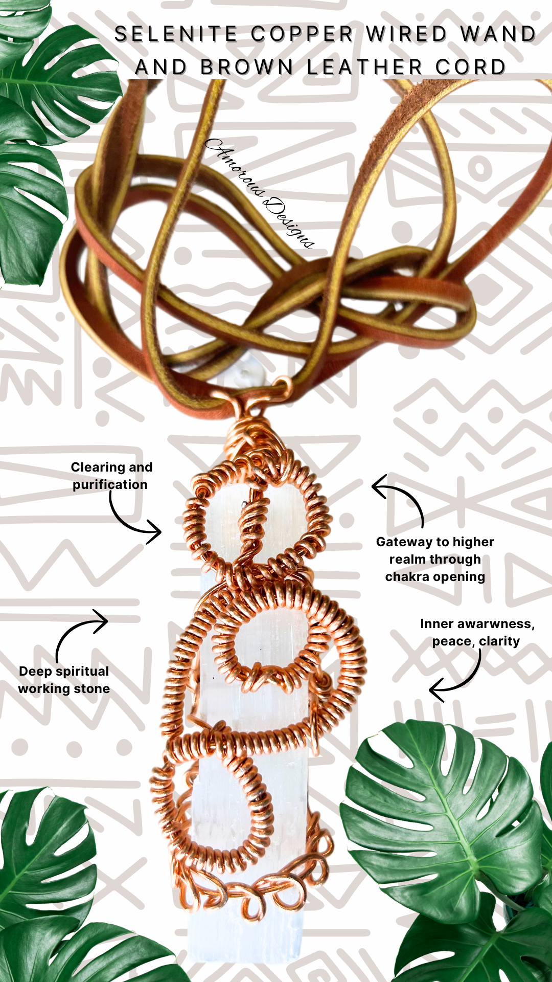 Selenite Copper Wired Necklace