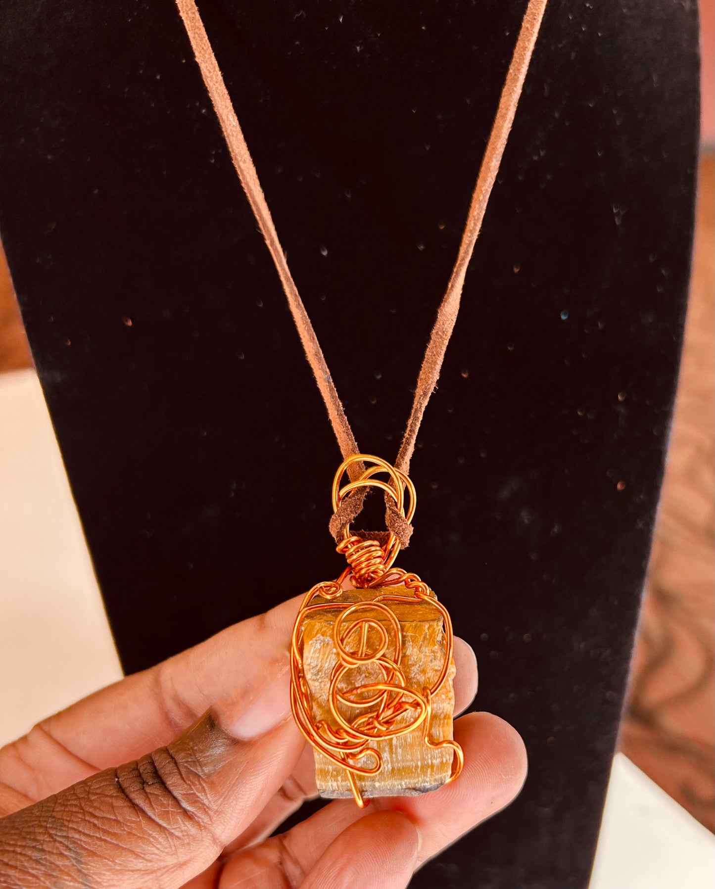 Tiger's Eye Copper Wired Necklace