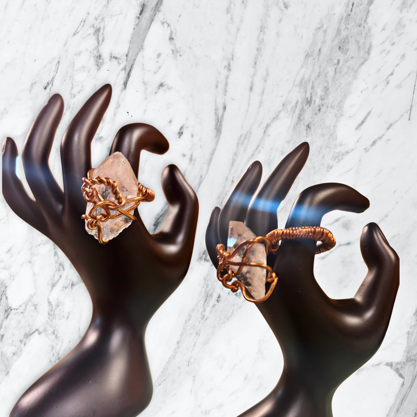 Antique Copper Crystal Rings
