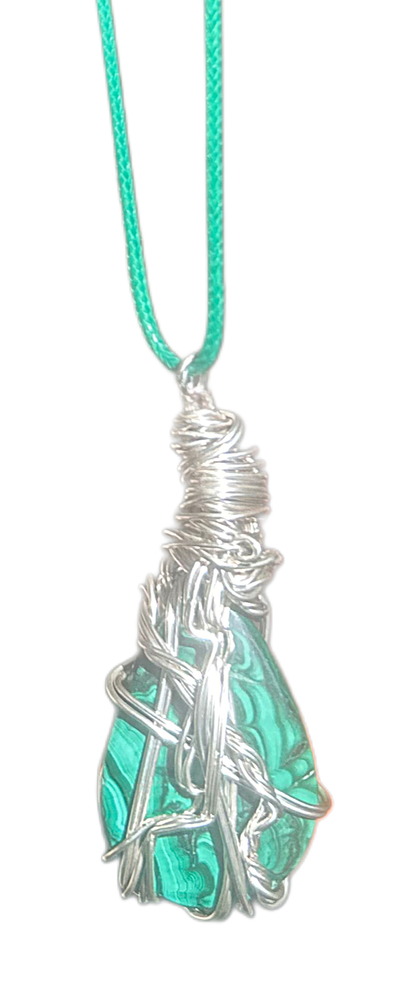 Malachite Silver Wired Necklace