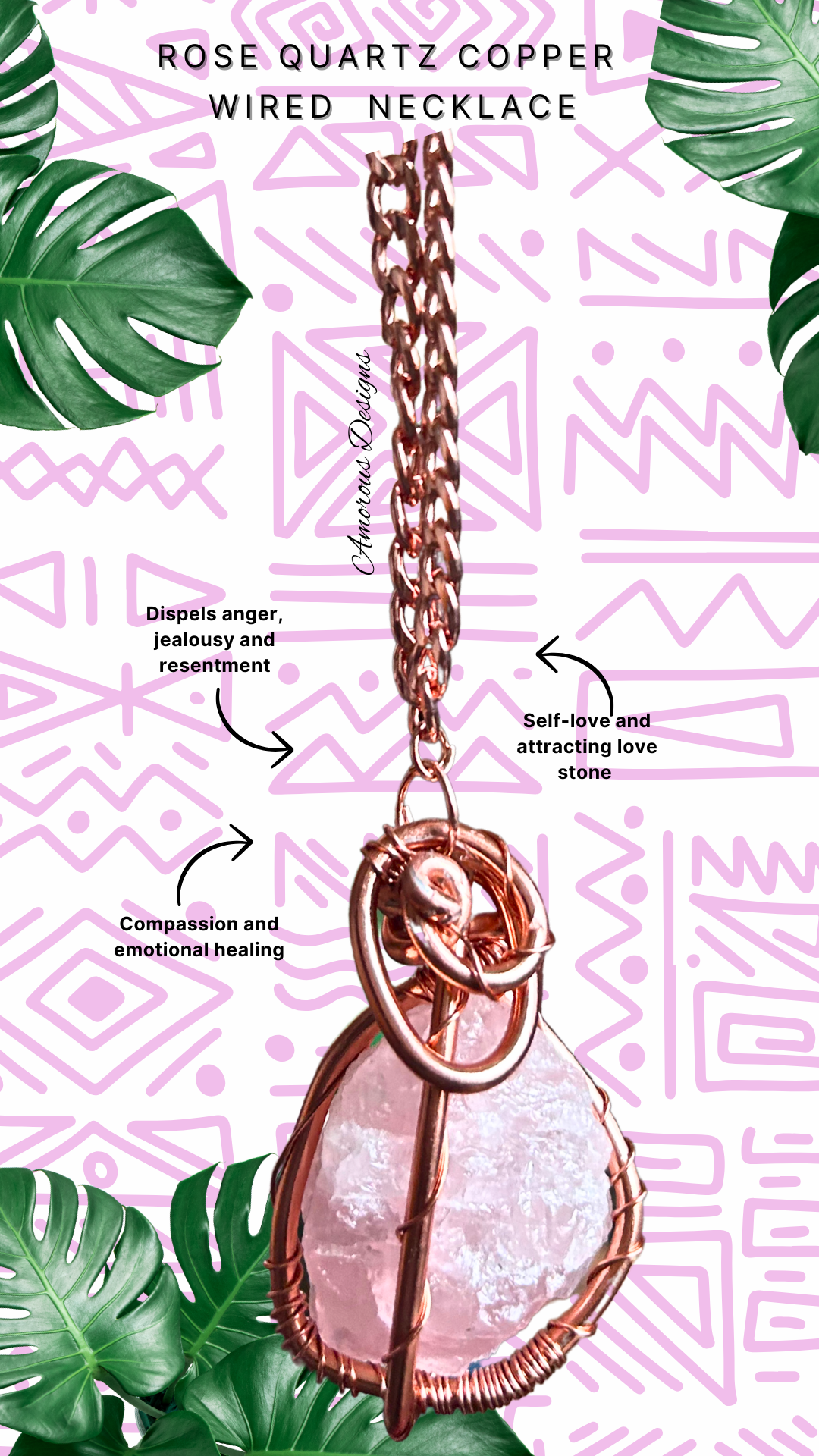 Rose Quartz Copper/Aluminum Wired Necklace