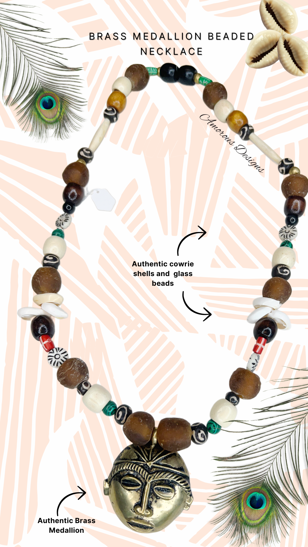 Brass Medallion Beaded Necklace Divine