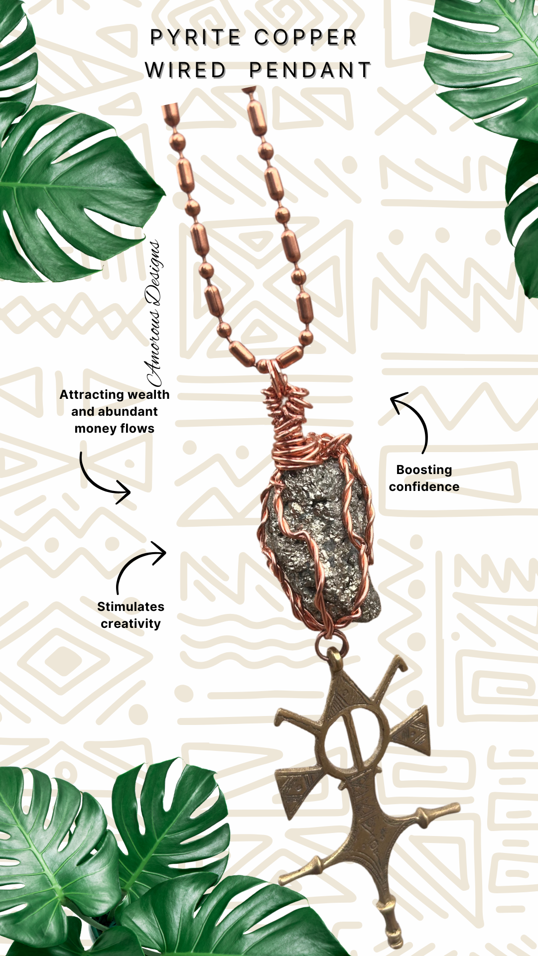 Pyrite Copper/Tuareg Necklace