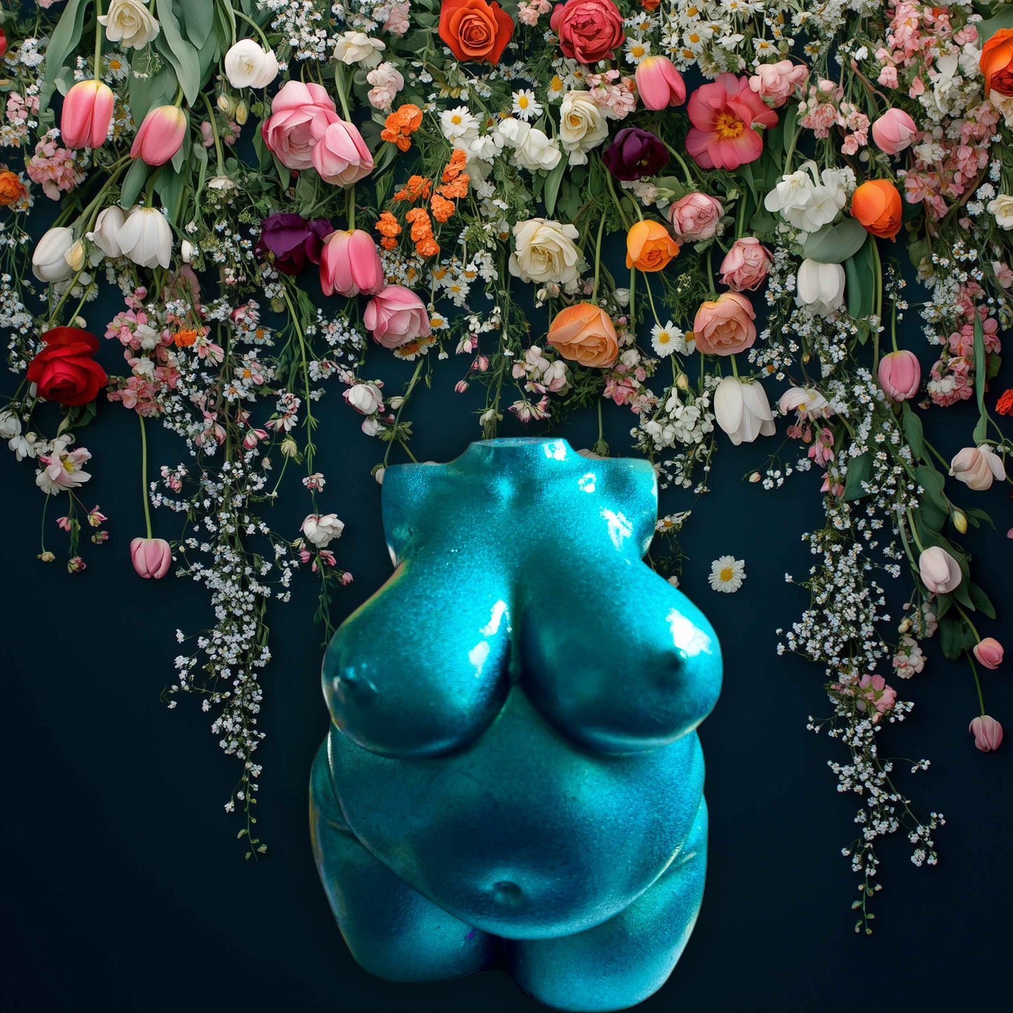 Plus Sized Resin Body Sculpture Static Blue