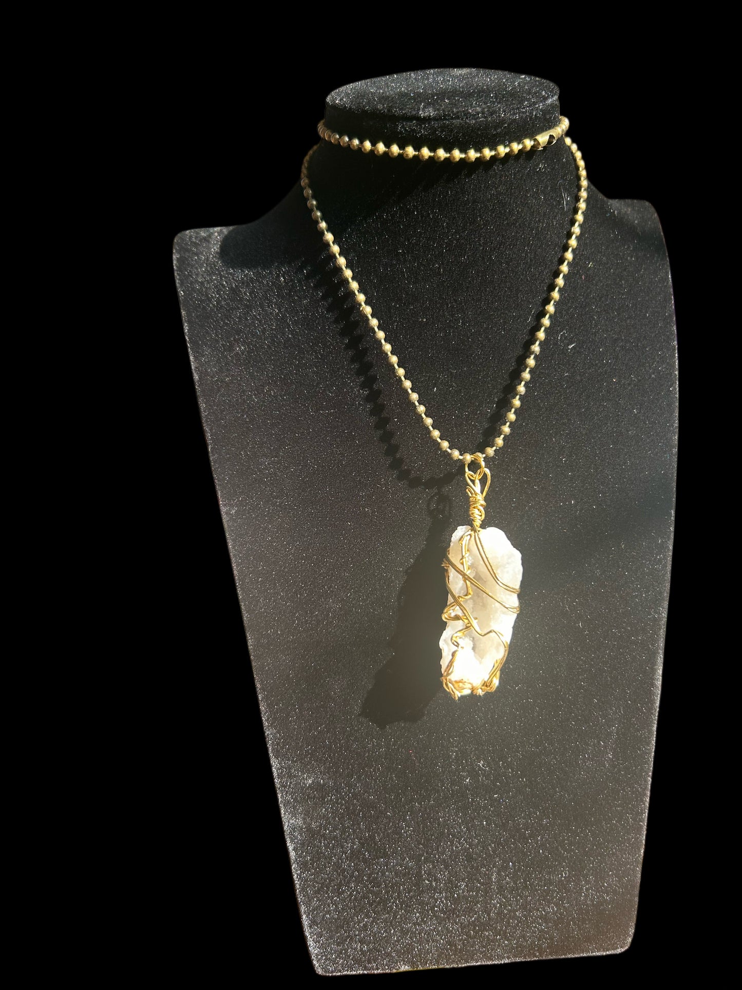 Moroccan Geode Brass Wrapped Necklace