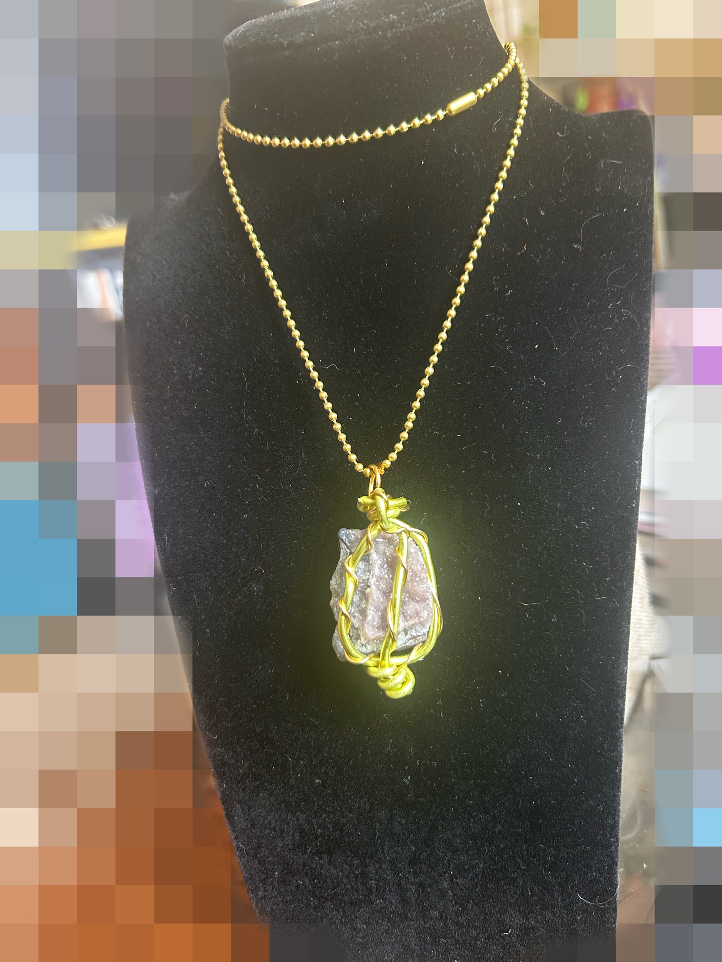 Amethyst Brass/Alum Wired Necklace 01