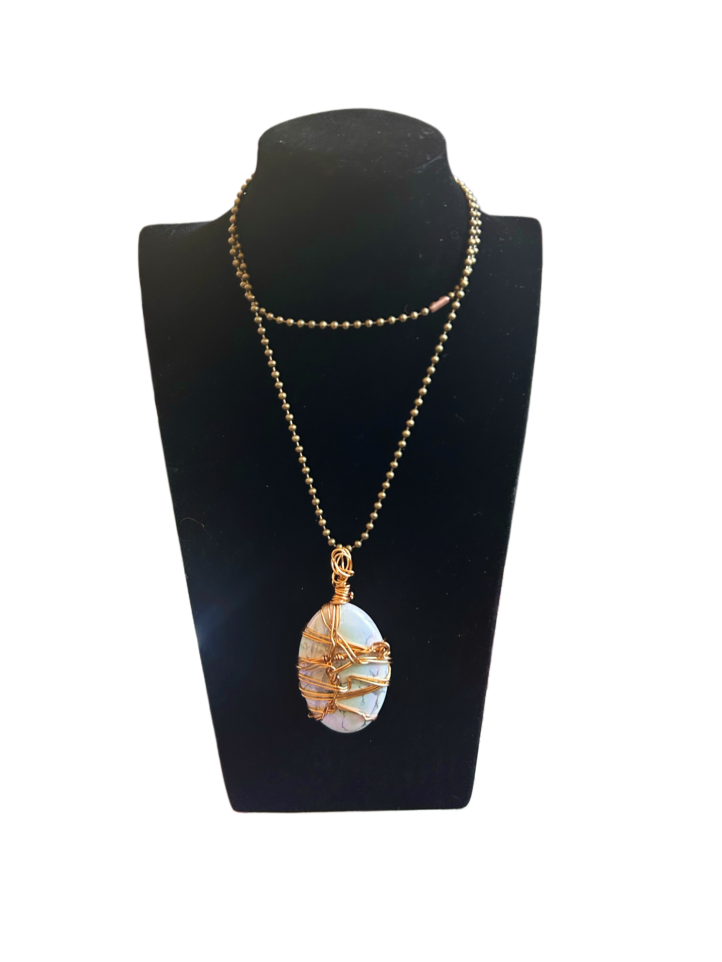 Howlite Aura Brass Wired Necklace