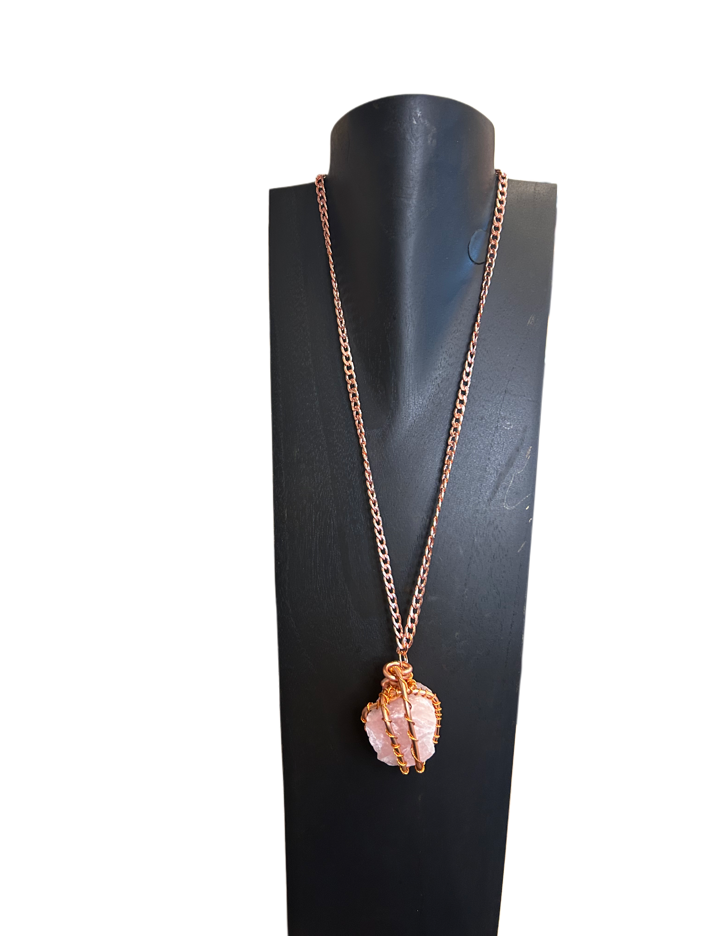 Rose Quartz Copper Wired Necklace