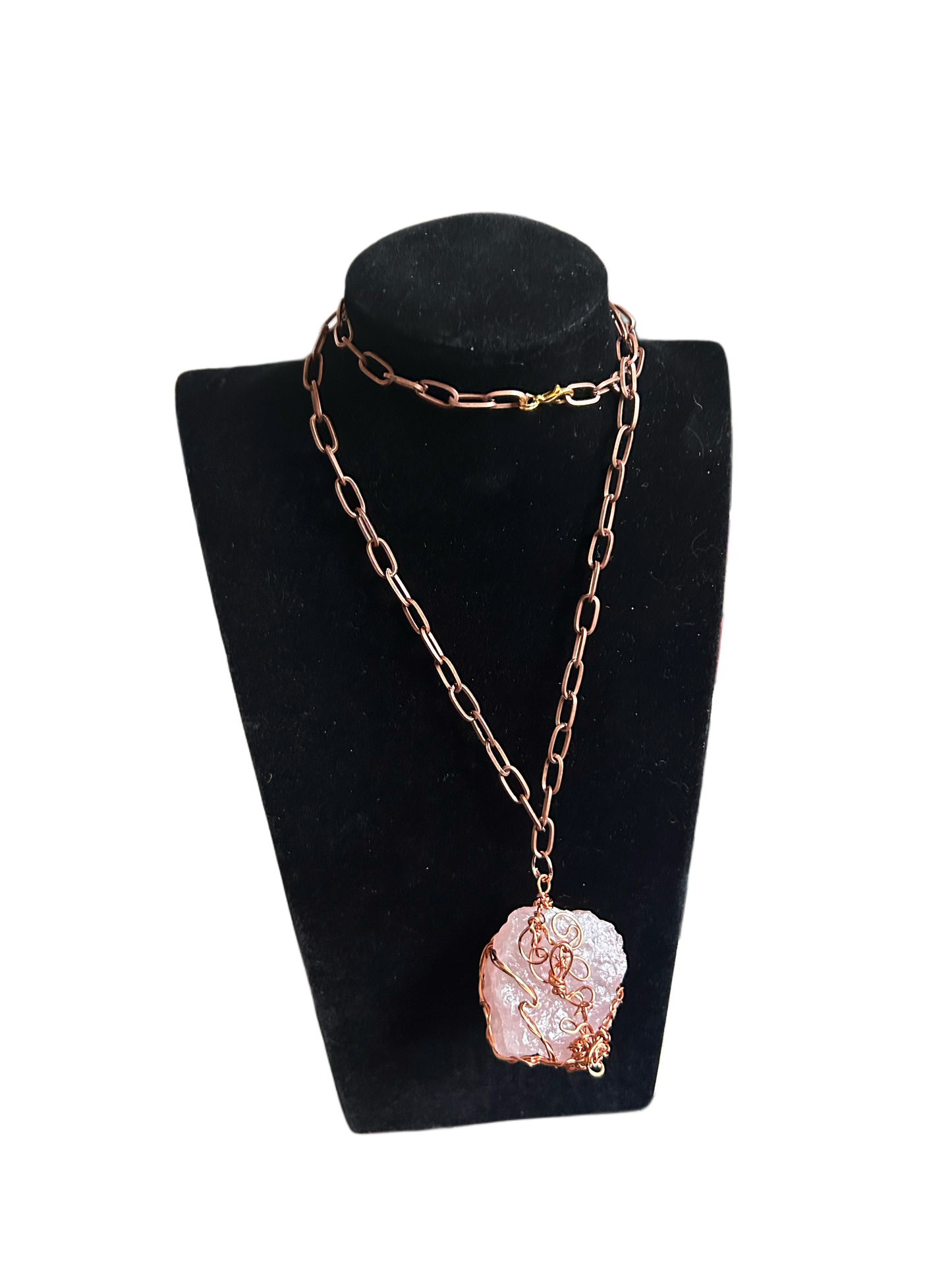 Rose Quartz Copper Wired Necklace