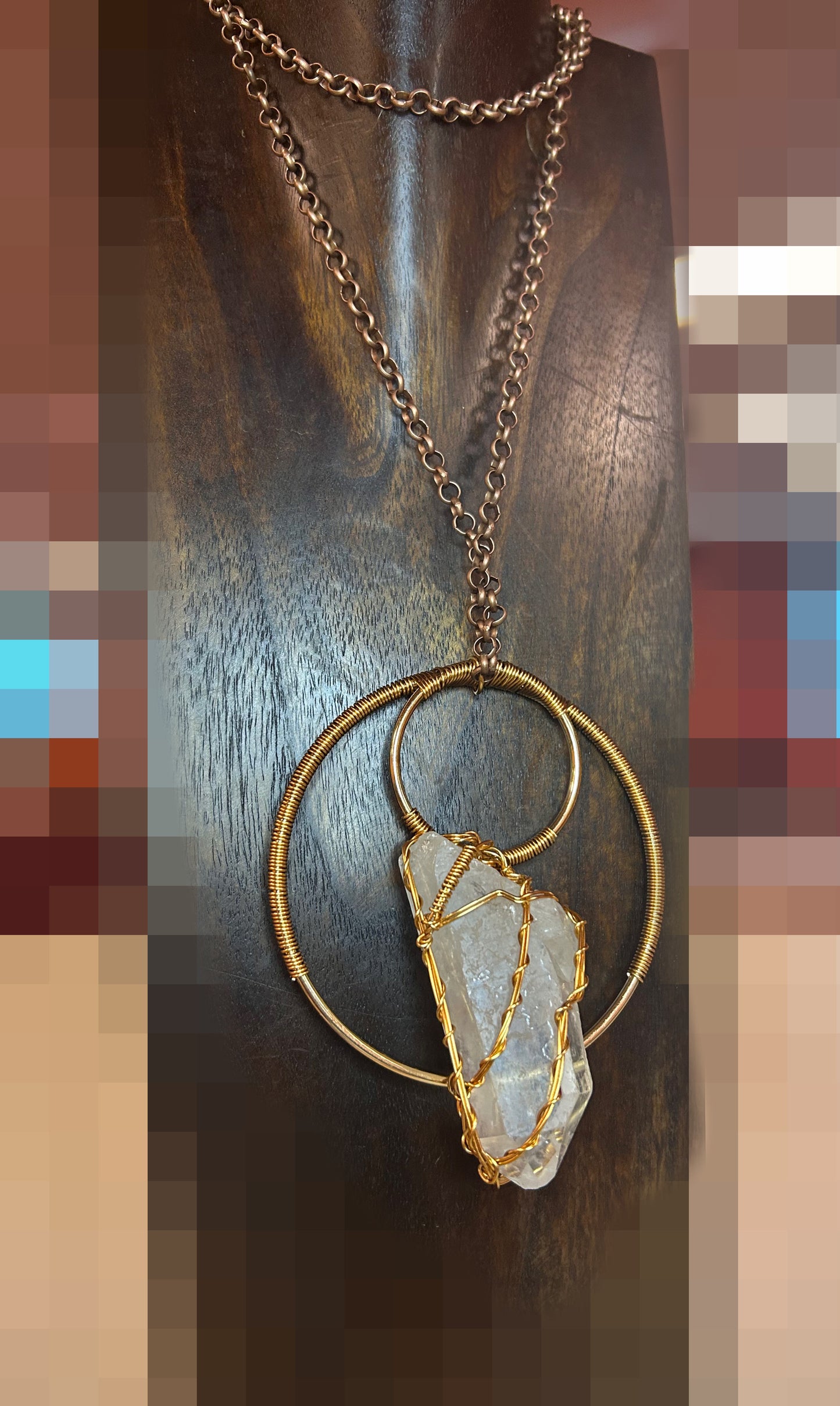 Lemurian Double Portal Brass Wired Necklace