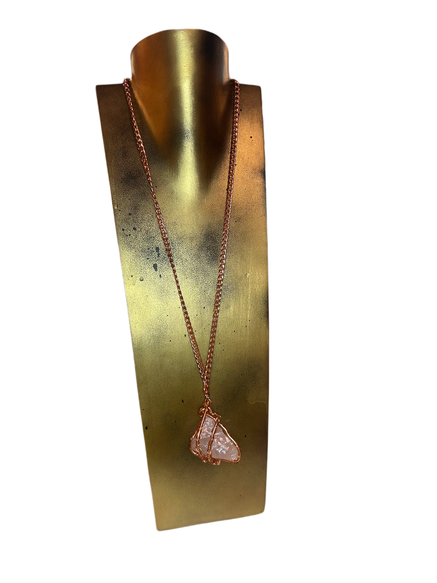 Rose Quartz Copper Wired Necklace