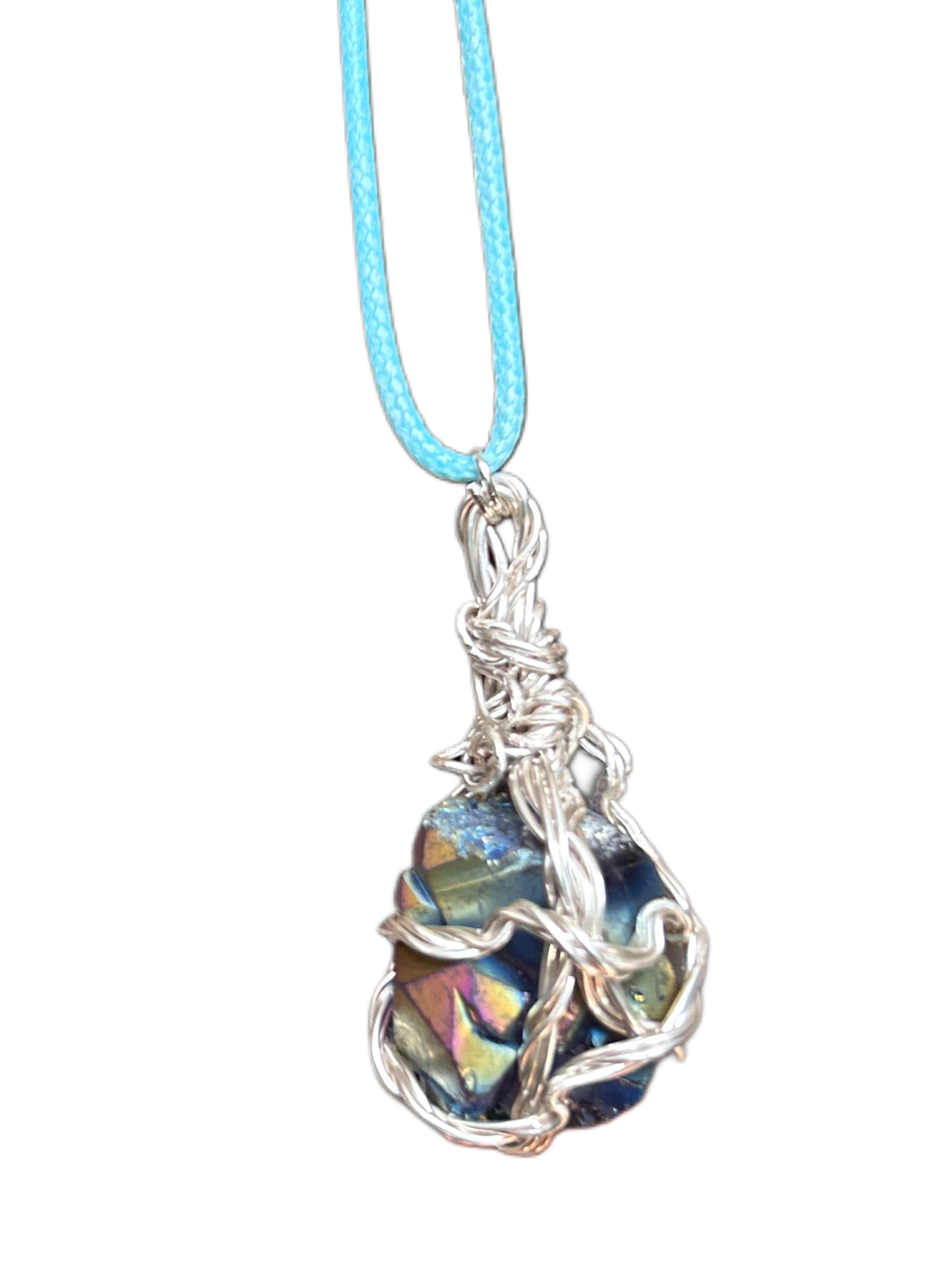 Titanium Amethyst Silver Wired Necklace