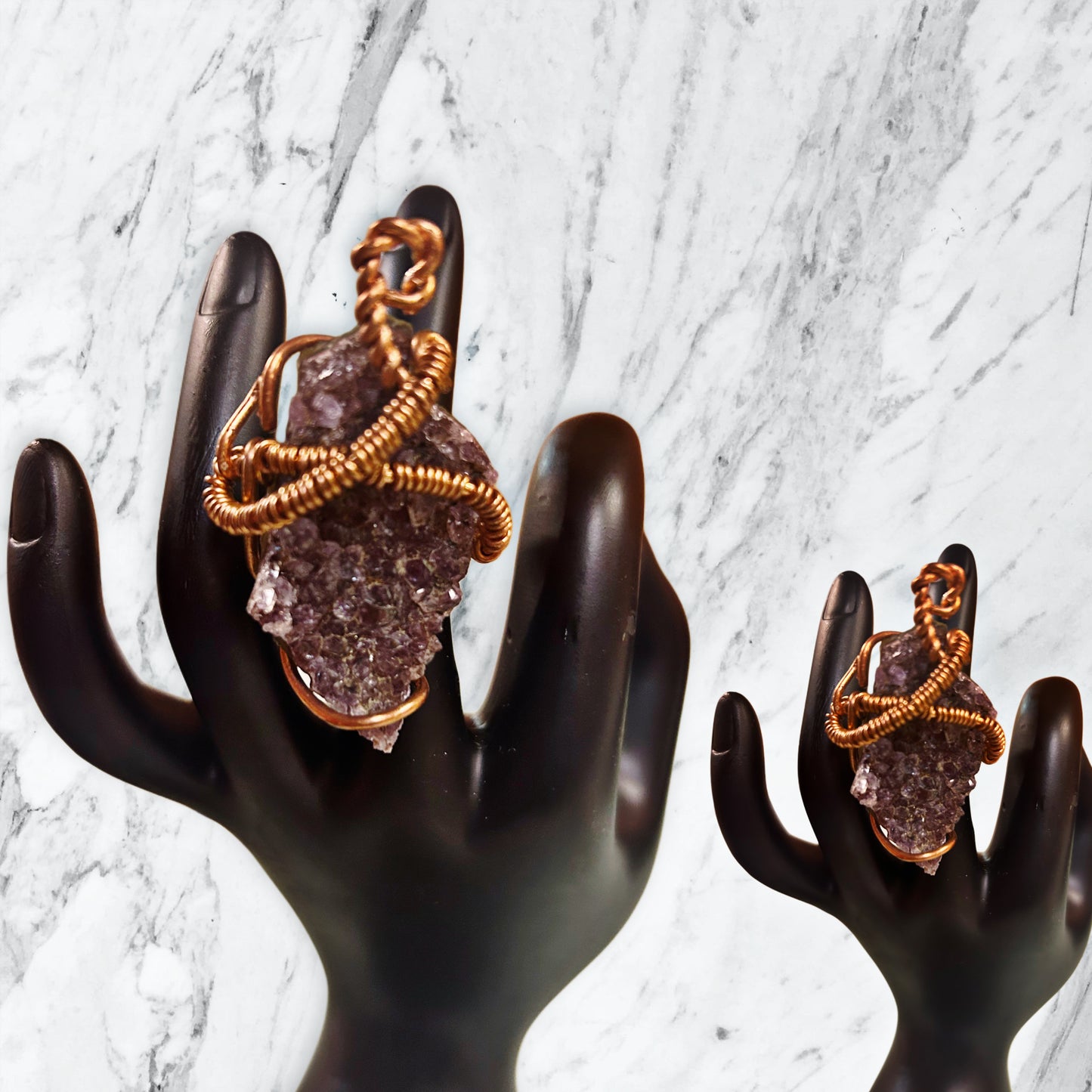 Antique Copper Crystal Rings