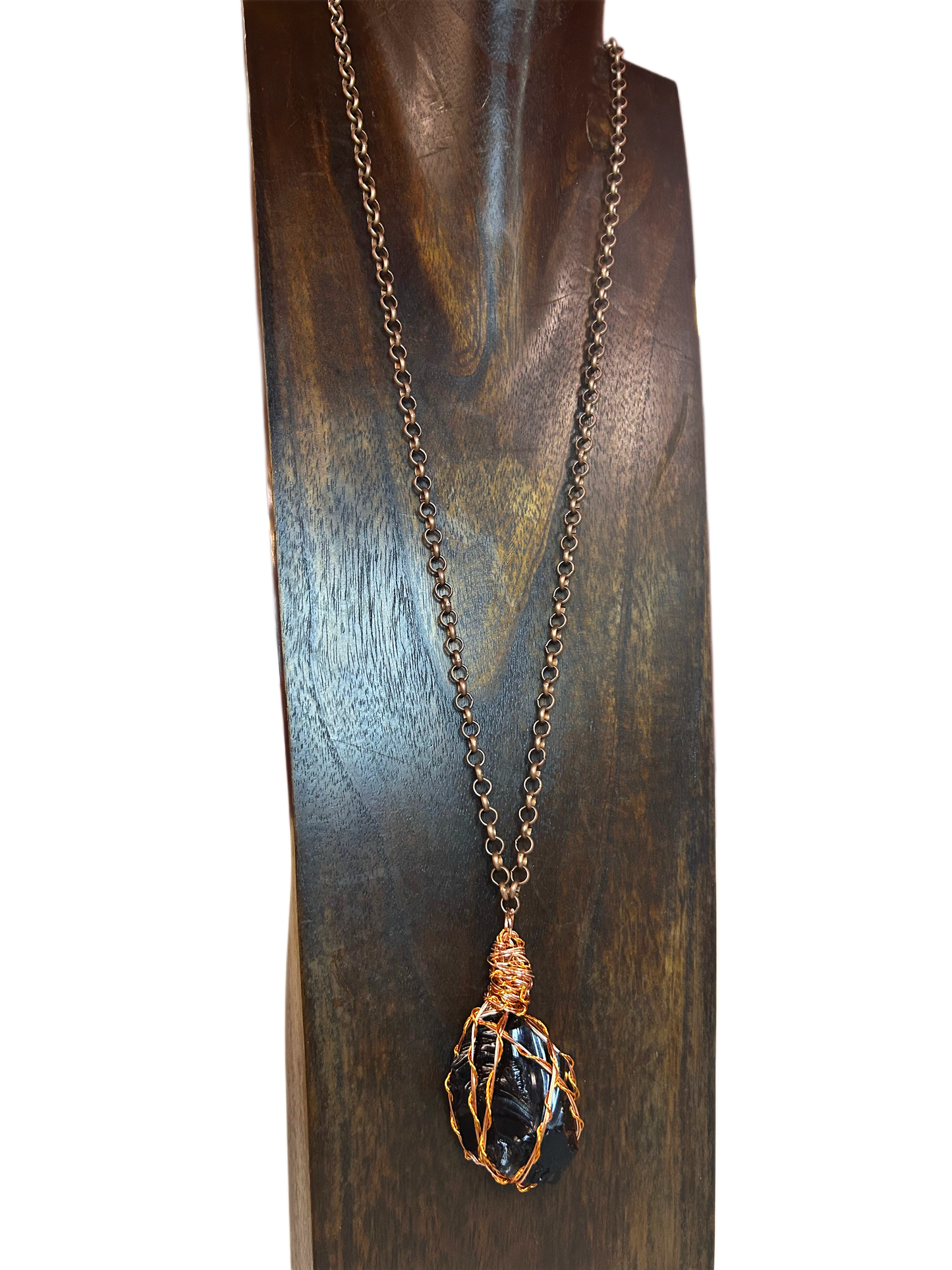 Black Obsidian Copper Wired Necklace
