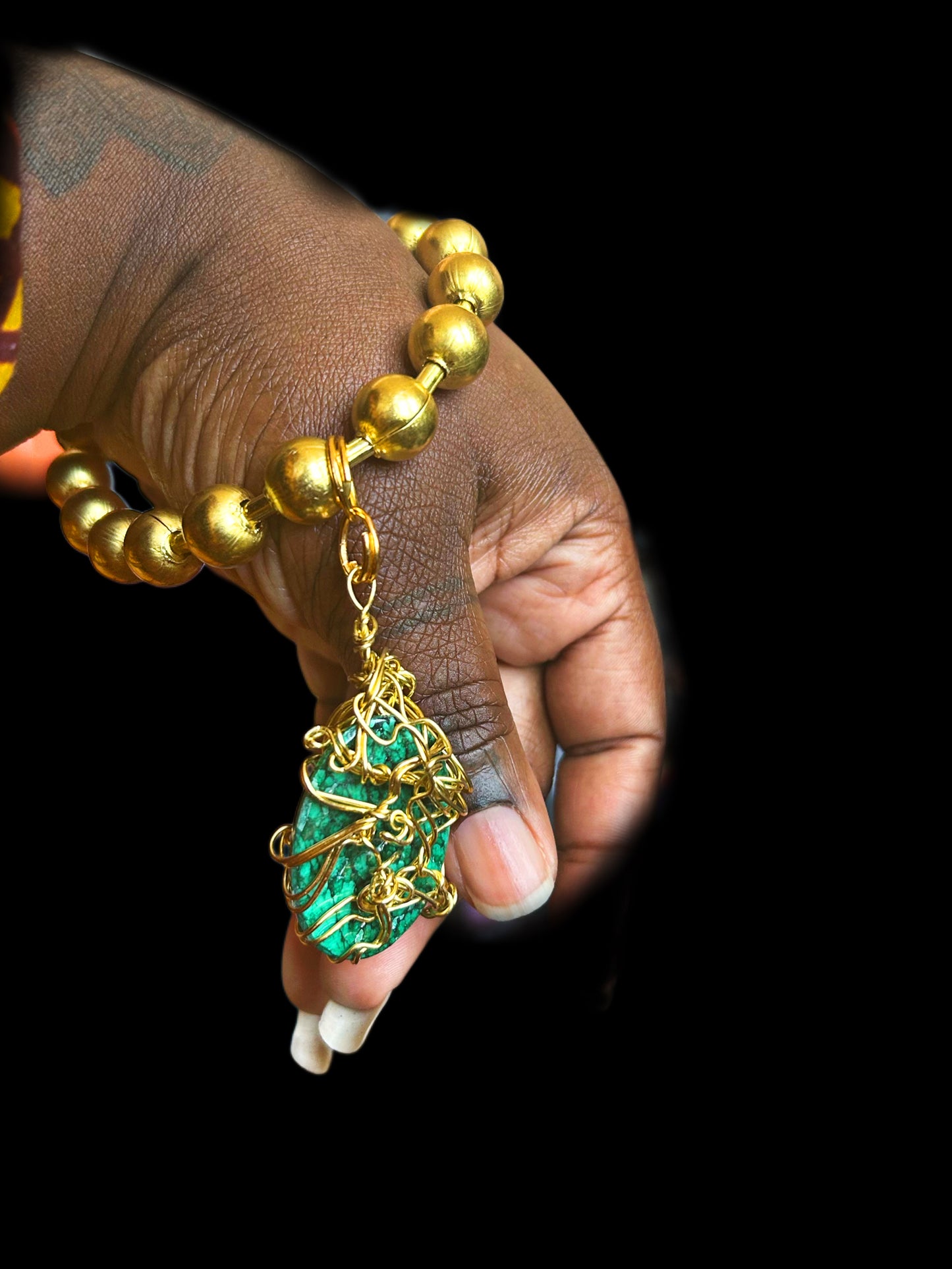 Malachite Brass Bracelet