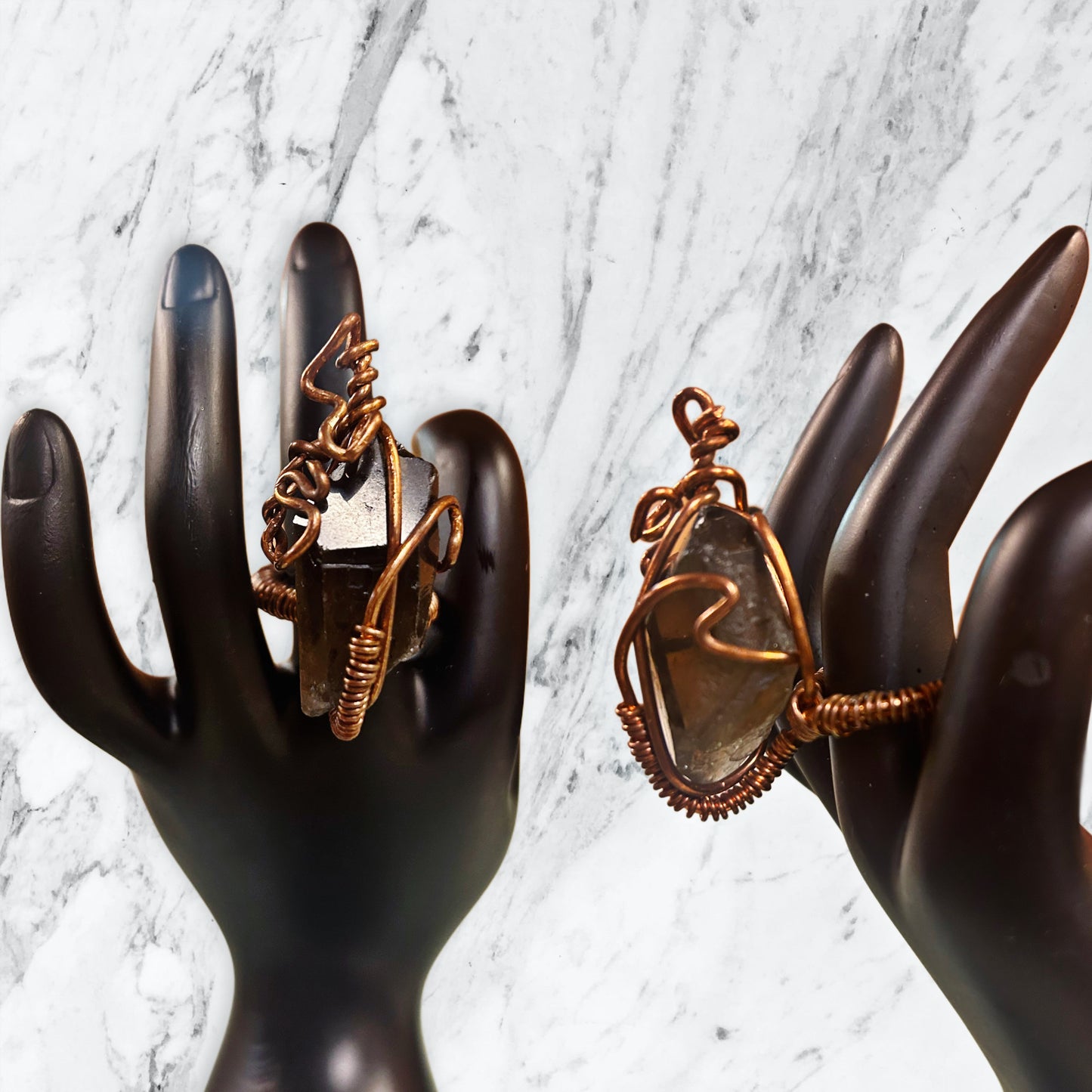 Antique Copper Crystal Rings