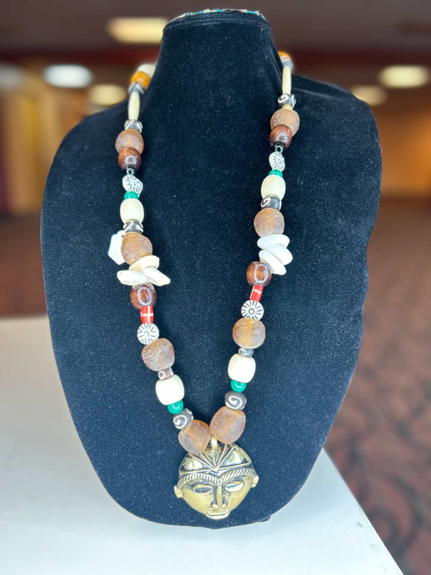 Brass Medallion Beaded Necklace Divine
