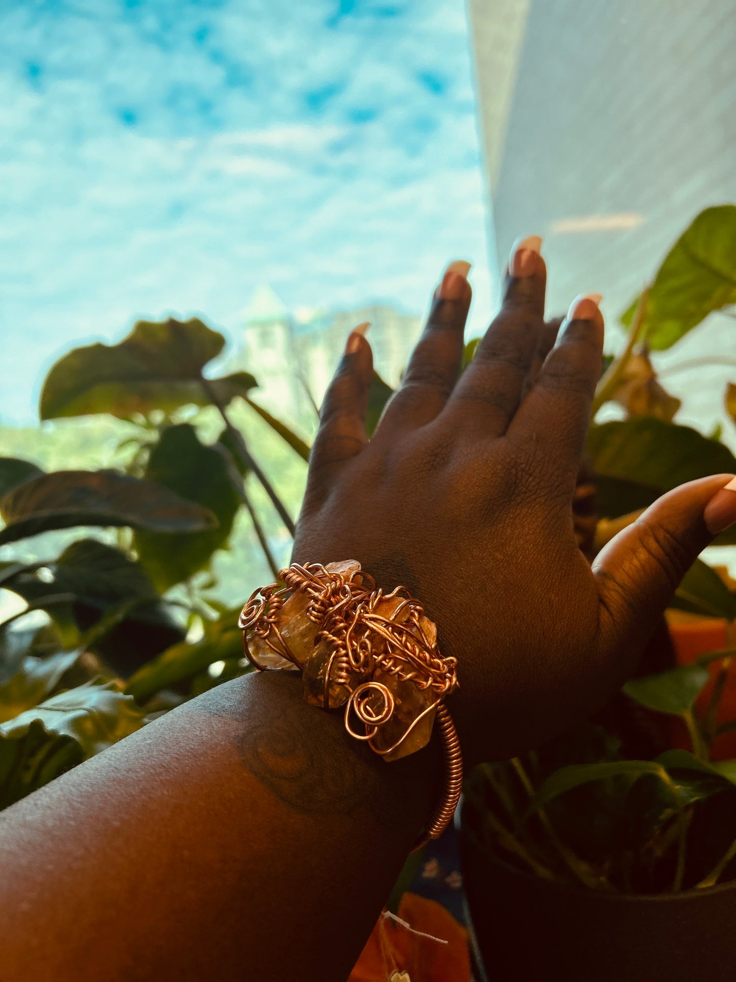 Citrine Copper Wired Cuff