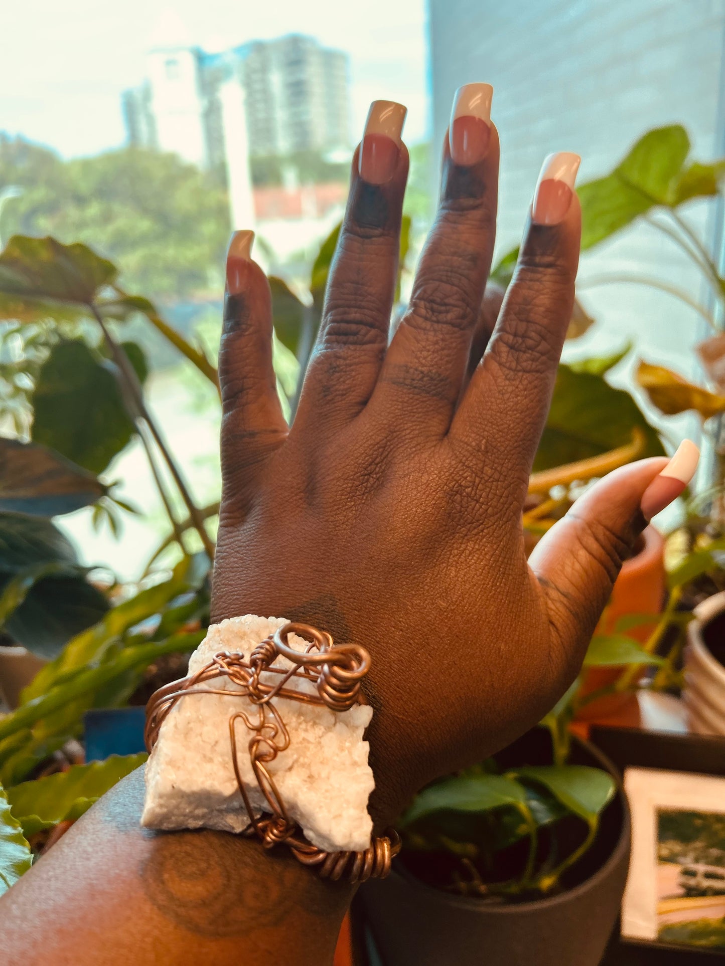 Milky Quartz Wire Wrapped Cuff