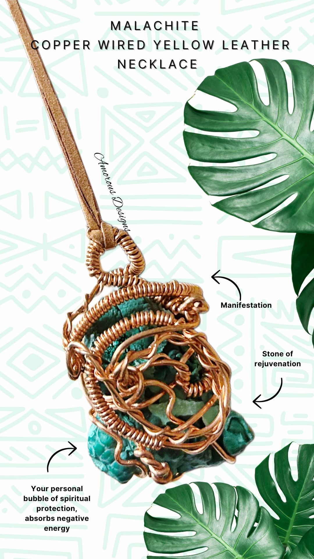 Malachite Copper Wired Wrapped Mocha Necklace