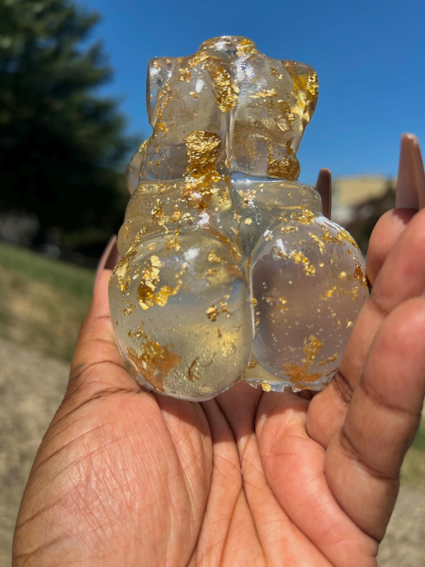 Plus Sized Fat Body Positive Resin Body Sculpture Clear Gold Foil