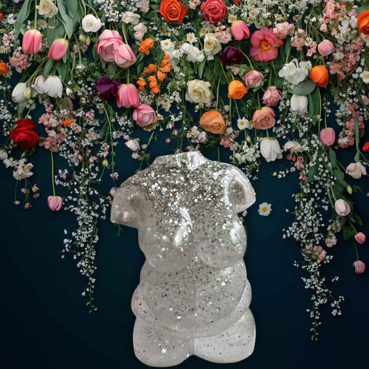 Plus Sized Resin Body Sculpture Cracked Glass