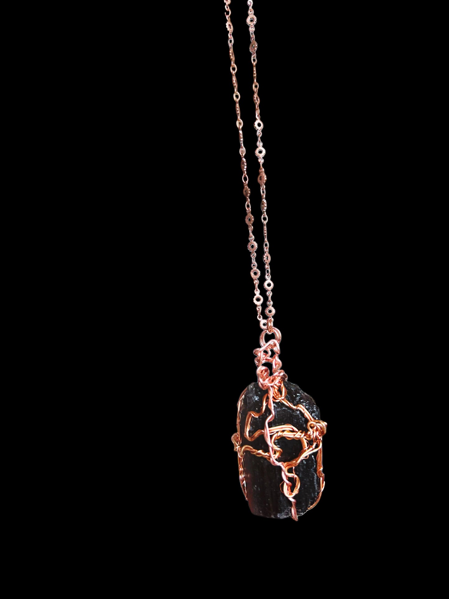 Black Tourmaline Copper Wired Necklace