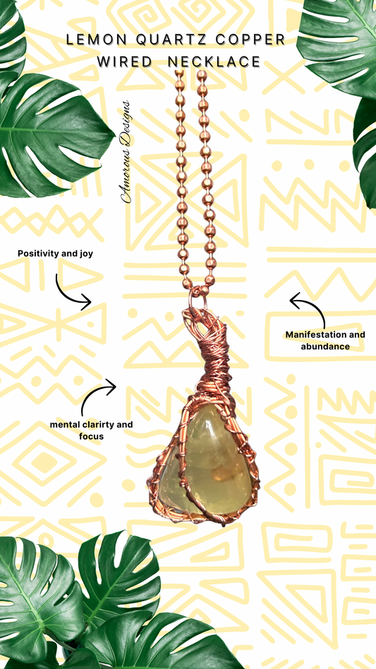 Lemon Quartz Copper Wired Necklace
