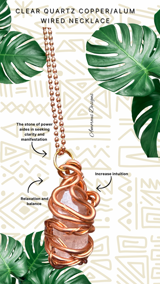 Clear Quartz Copper/Alum Necklace 01