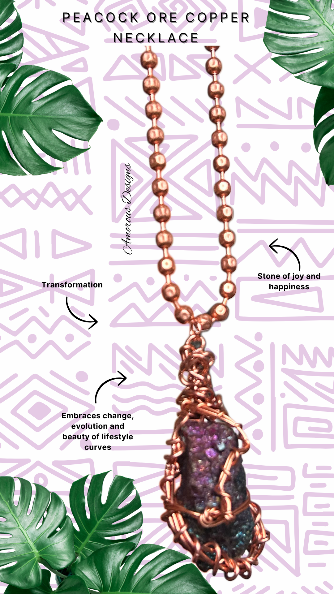 Peacock Ore Copper Wired Necklace