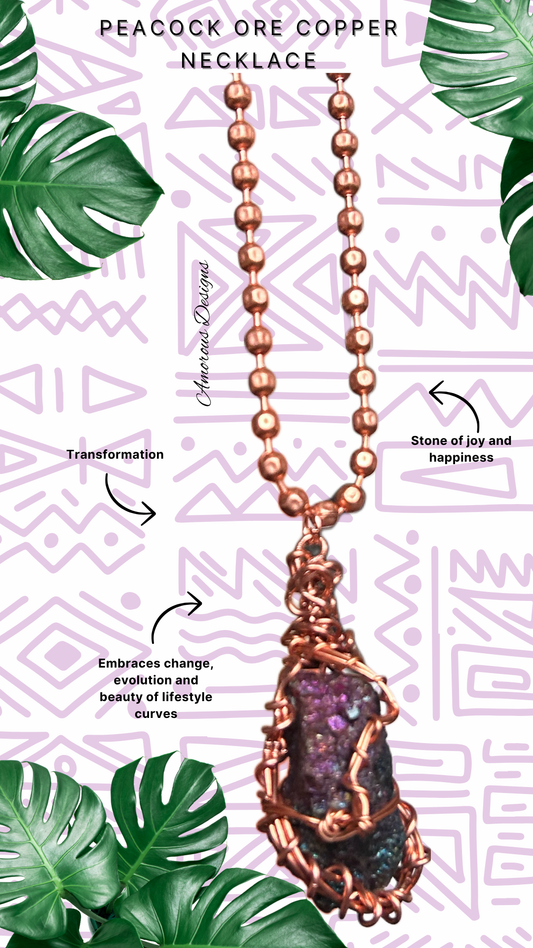 Peacock Ore Copper Wired Necklace