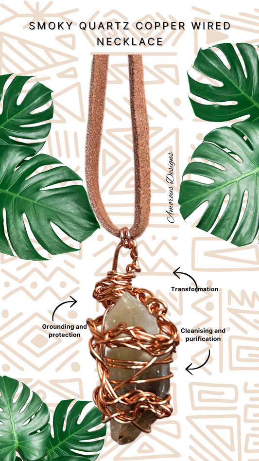 Smoky Quartz Copper Wired Necklace