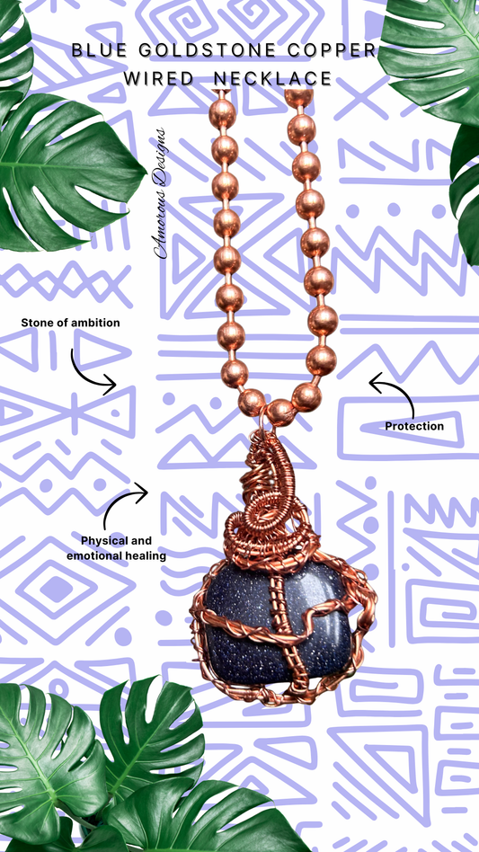 Blue Goldstone Copper Wired Necklace