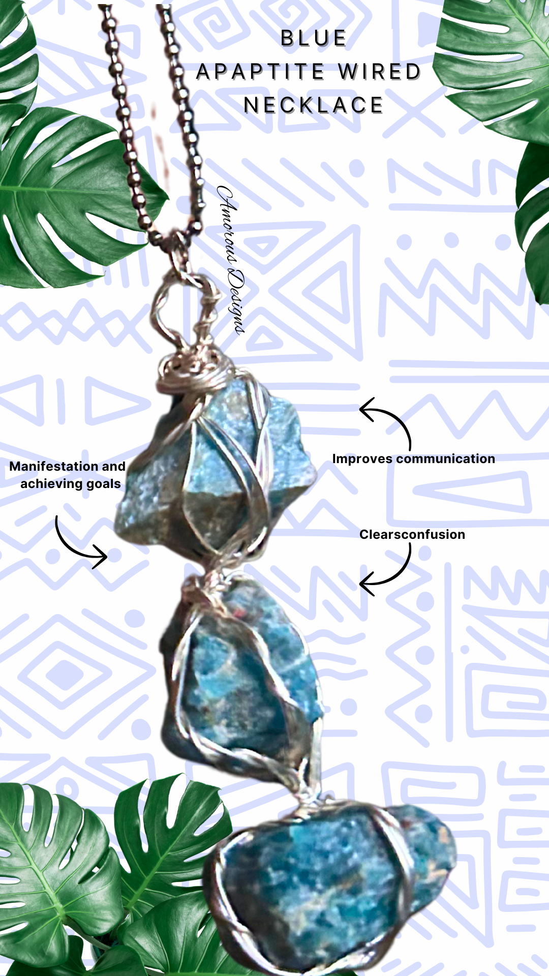 3Blue Apatite Wired Necklace