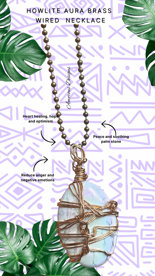 Howlite Aura Brass Wired Necklace