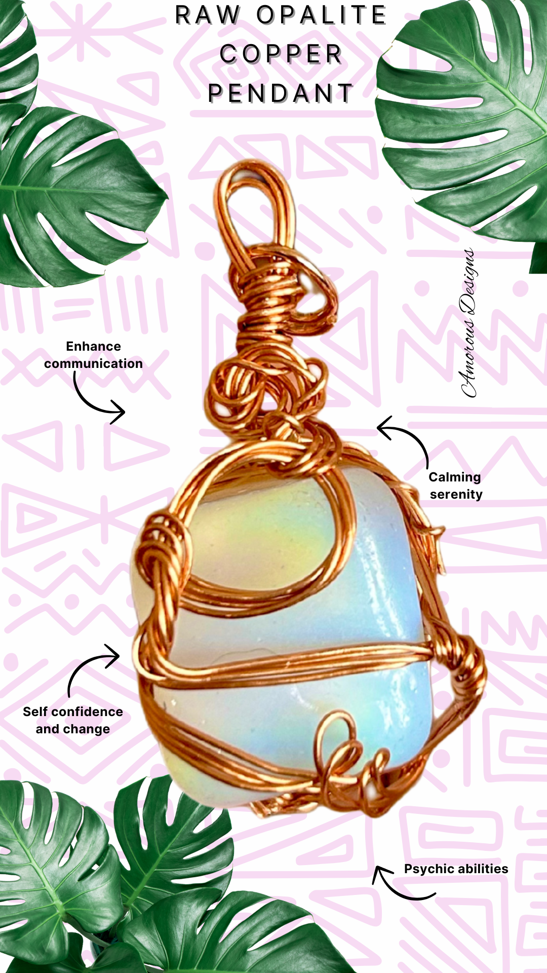 Tumbled Opalite Copper Wired Pendant01