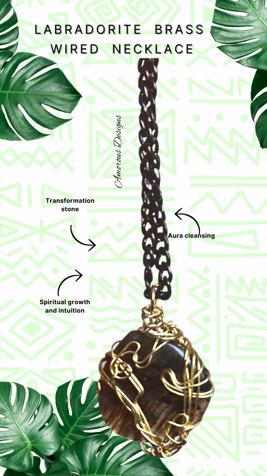 Labradorite Brass Wired Necklace