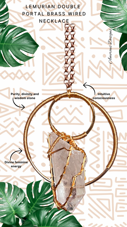 Lemurian Double Portal Brass Wired Necklace