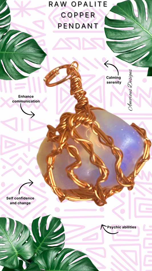 Tumbled Opalite Copper Wired Pendant