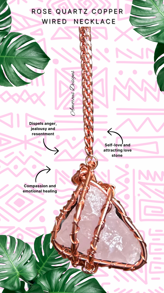 Rose Quartz Copper Wired Necklace