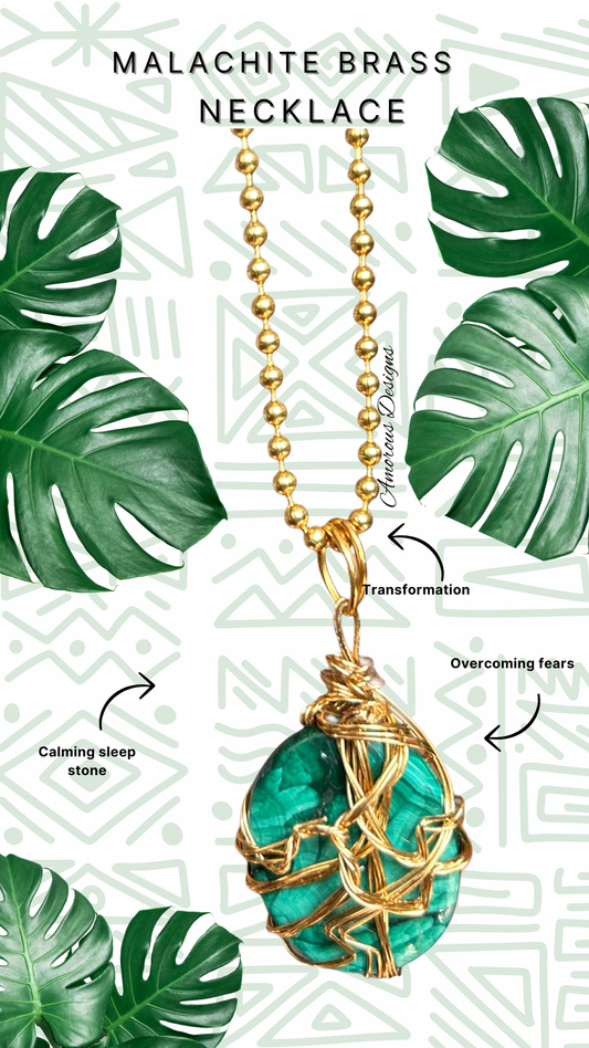 Malachite Brass Wired Necklace