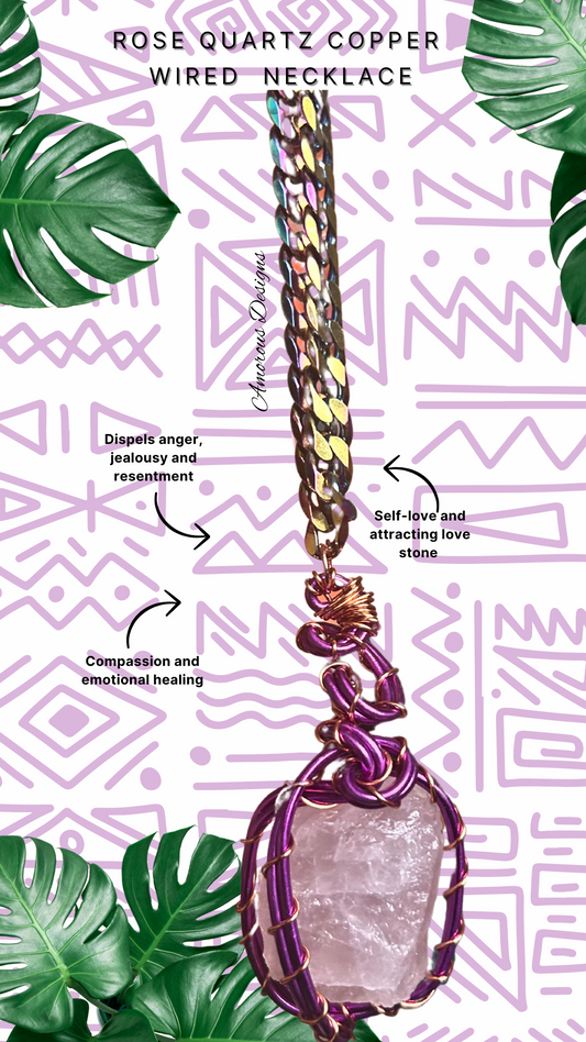 Rose Quartz Aluminum/Copper Wired Necklace