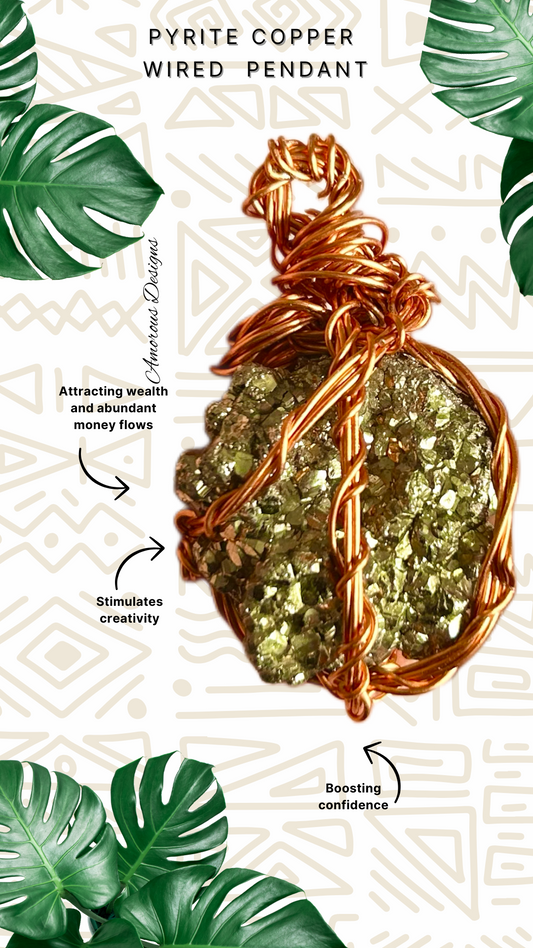 Pyrite Copper Wired Pendant